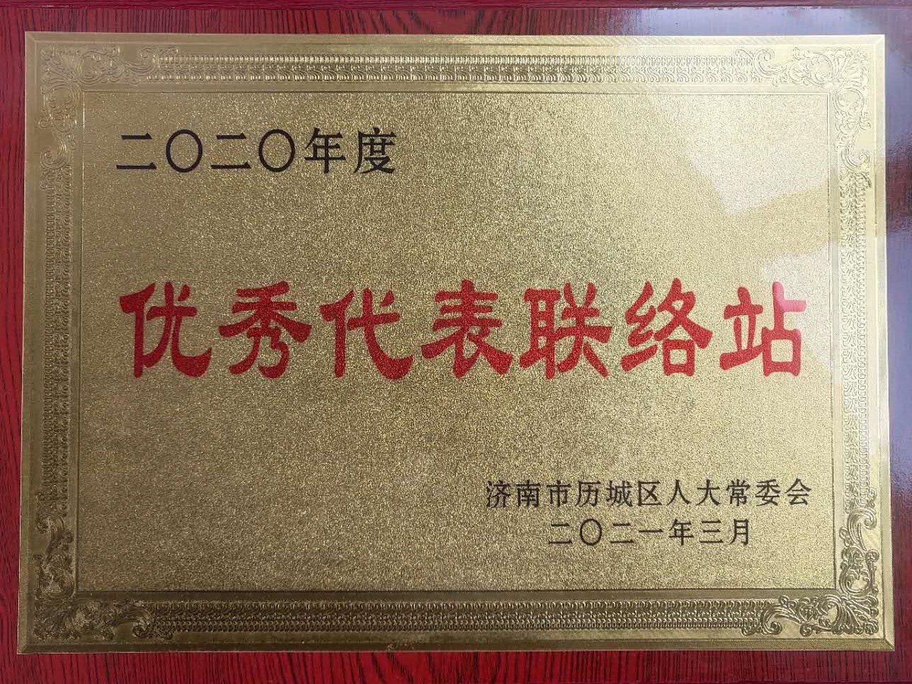 獲得2020年區(qū)級優(yōu)秀人大代表聯(lián)絡(luò)站榮譽獎牌